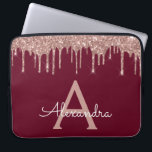 Funda Para Portátil Purpurina de oro rosa rosa de Borgoña espuma Monog<br><div class="desc">Borgoña y rosa - Rosa Faux de Oro Conduciendo Purpurina Girona moderna y elegante y Funda elegante de monograma. Este funda se puede personalizar para incluir su nombre inicial y su nombre de pila.</div>