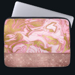 Funda Para Portátil Purpurina de oro rosado y mármol espumoso<br><div class="desc">Purpurina de oro rosa rosa y manga de mármol espumoso. La funda de mármol rosa y dorado es perfecta para el chica que ama el oro rosa y el brillo.</div>