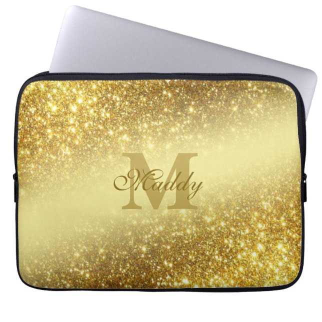 Funda Para Portátil purpurina dorado personalizado (Frente)