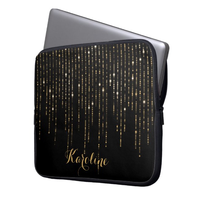 Funda Para Portátil Purpurina elegante de Golding personalizado (Anverso izquierdo)