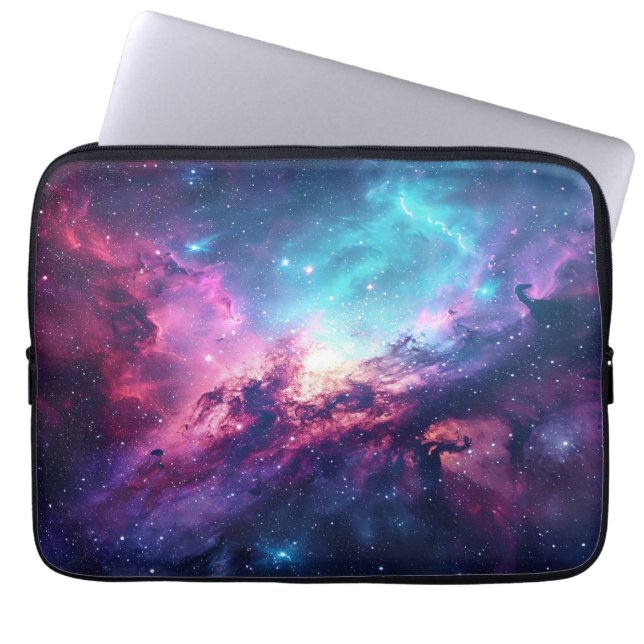 Funda Para Portátil Purpurina espacial galaxia nebulosa universo rosa  (Frente)