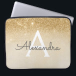 Funda Para Portátil Purpurina Glam Gold y Moda Sparkle Monogramado<br><div class="desc">Purpurina Gold Ombre Faux y Funda Sparkle Moderno y Elegante Monograma. Este funda se puede personalizar para incluir su nombre inicial y su nombre de pila.</div>