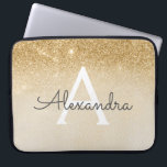 Funda Para Portátil Purpurina Glam Gold y Moda Sparkle Monogramado<br><div class="desc">Purpurina Gold Ombre Faux y Funda Sparkle Moderno y Elegante Monograma. Este funda se puede personalizar para incluir su nombre inicial y su nombre de pila.</div>