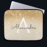 Funda Para Portátil Purpurina Glam Gold y Moda Sparkle Monogramado<br><div class="desc">Purpurina Gold Ombre Faux y Funda Sparkle Moderno y Elegante Monograma. Este funda se puede personalizar para incluir su nombre inicial y su nombre de pila.</div>
