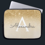 Funda Para Portátil Purpurina Glam Gold y Moda Sparkle Monogramado<br><div class="desc">Purpurina Gold Ombre Faux y Funda Sparkle Moderno y Elegante Monograma. Este funda se puede personalizar para incluir su nombre inicial y su nombre de pila.</div>