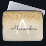 Funda Para Portátil Purpurina Glam Gold y Moda Sparkle Monogramado<br><div class="desc">Purpurina Gold Ombre Faux y Funda Sparkle Moderno y Elegante Monograma. Este funda se puede personalizar para incluir su nombre inicial y su nombre de pila.</div>