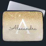 Funda Para Portátil Purpurina Glam Gold y Moda Sparkle Monogramado<br><div class="desc">Purpurina Gold Ombre Faux y Funda Sparkle Moderno y Elegante Monograma. Este funda se puede personalizar para incluir su nombre inicial y su nombre de pila.</div>