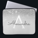 Funda Para Portátil Purpurina Glam Silver y Moda Sparkle Monogramado<br><div class="desc">Purpurina Silver Ombre Faux y Funda Sparkle Moderno y Elegante Monograma. Este funda se puede personalizar para incluir su nombre inicial y su nombre de pila.</div>