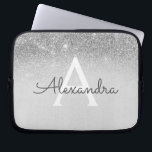 Funda Para Portátil Purpurina Glam Silver y Moda Sparkle Monogramado<br><div class="desc">Purpurina Silver Ombre Faux y Funda Sparkle Moderno y Elegante Monograma. Este funda se puede personalizar para incluir su nombre inicial y su nombre de pila.</div>