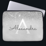 Funda Para Portátil Purpurina Glam Silver y Moda Sparkle Monogramado<br><div class="desc">Purpurina Silver Ombre Faux y Funda Sparkle Moderno y Elegante Monograma. Este funda se puede personalizar para incluir su nombre inicial y su nombre de pila.</div>