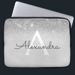 Funda Para Portátil Purpurina Glam Silver y Moda Sparkle Monogramado<br><div class="desc">Purpurina Silver Ombre Faux y Funda Sparkle Moderno y Elegante Monograma. Este funda se puede personalizar para incluir su nombre inicial y su nombre de pila.</div>