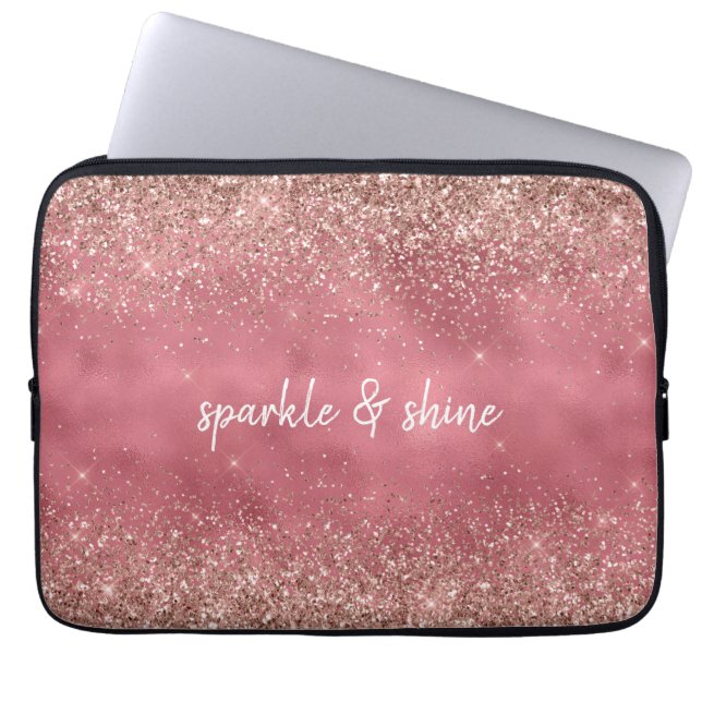 Funda Para Portátil Purpurina Glitzy Rosado personalizado (Frente)