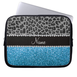 Funda Para Portátil Purpurina gris conocido personalizado del azul de