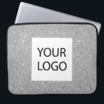 Funda Para Portátil Purpurina moderno plateado - promoción del logotip<br><div class="desc">Silver Modern y Profesional Faux Purpurina y Sparkle Elegant Personalizado Logo Promocional Corporativo Portátil Bag o Funda Promocional Sleeve para un regalo de la industria de la belleza. Este funda se puede personalizar para incluir el logotipo de su empresa o empresa.</div>