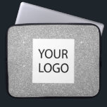 Funda Para Portátil Purpurina moderno plateado - promoción del logotip<br><div class="desc">Silver Modern y Profesional Faux Purpurina y Sparkle Elegant Personalizado Logo Promocional Corporativo Portátil Bag o Funda Promocional Sleeve para un regalo de la industria de la belleza. Este funda se puede personalizar para incluir el logotipo de su empresa o empresa.</div>