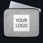 Funda Para Portátil Purpurina moderno plateado - promoción del logotip<br><div class="desc">Silver Modern y Profesional Faux Purpurina y Sparkle Elegant Personalizado Logo Promocional Corporativo Portátil Bag o Funda Promocional Sleeve para un regalo de la industria de la belleza. Este funda se puede personalizar para incluir el logotipo de su empresa o empresa.</div>