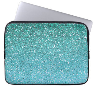 Funda Para Portátil Purpurina Ombre de la aguamarina