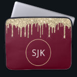 Funda Para Portátil Purpurina perfora Burgundy Gold Girly Monogrammed<br><div class="desc">Lujoso Purpurina de Faux Rojo y Borgoña y Funda Sparkle Elegant Monogrammed Initials. Este funda se puede personalizar para incluir su nombre inicial y su nombre de pila.</div>
