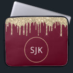 Funda Para Portátil Purpurina perfora Burgundy Gold Girly Monogrammed<br><div class="desc">Lujoso Purpurina de Faux Rojo y Borgoña y Funda Sparkle Elegant Monogrammed Initials. Este funda se puede personalizar para incluir su nombre inicial y su nombre de pila.</div>