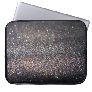 Funda Para Portátil Purpurina plateado: Navidades de Black Bokeh