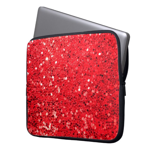 Funda Para Portátil Purpurina rojo Bling (Anverso izquierdo)