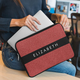 Funda Para Portátil Purpurina rojo, fondo Purpurina, nombre