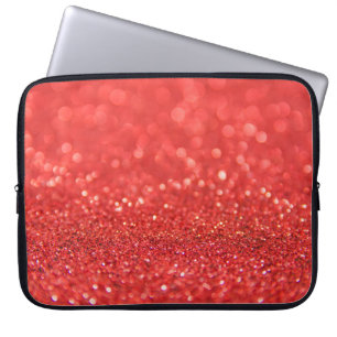 Funda Para Portátil Purpurina Rojo Y Burbujas