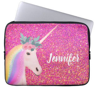 Funda Para Portátil Purpurina rosa crudo de unicornio espuma fantasía