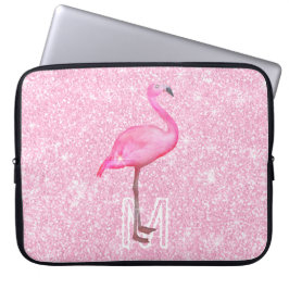Funda Para Portátil Purpurina rosa de moda acuarela flamenco tropical