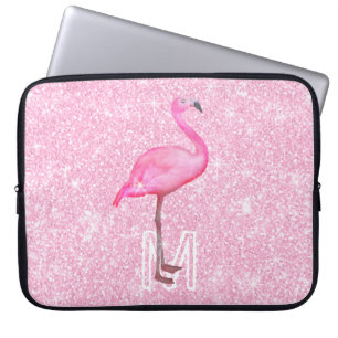 Funda Para Portátil Purpurina rosa de moda acuarela flamenco tropical