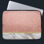 Funda Para Portátil Purpurina rosa de oro y mármol espumoso<br><div class="desc">Purpurina Rosa Gold Faux y Sparkle Elegant Marble Stone Sleeve.</div>