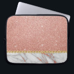 Funda Para Portátil Purpurina rosa de oro y mármol espumoso<br><div class="desc">Purpurina Rosa Gold Faux y Sparkle Elegant Marble Stone Sleeve.</div>
