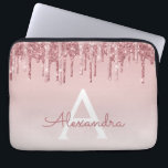 Funda Para Portátil Purpurina rosa de oro y monograma de espuma<br><div class="desc">Rubor Pink - Rosa Purpurina de goteo de Faux de oro y elegante Funda de ordenador portátil monograma elegante. Este funda monogramado se puede personalizar para incluir su nombre inicial y su nombre de pila.</div>