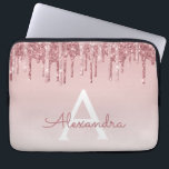 Funda Para Portátil Purpurina rosa de oro y monograma de espuma<br><div class="desc">Rubor Pink - Rosa Purpurina de goteo de Faux de oro y elegante Funda de ordenador portátil monograma elegante. Este funda monogramado se puede personalizar para incluir su nombre inicial y su nombre de pila.</div>