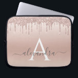 Funda Para Portátil Purpurina rosa de oro y monograma de espuma<br><div class="desc">Purpurina Rosa Rosa Gold Faux y Funda Sparkle Elegant Monograma. Este funda se puede personalizar para incluir su nombre inicial y su nombre de pila.</div>