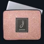 Funda Para Portátil Purpurina rosa de oro y monograma de espuma<br><div class="desc">Purpurina Rosa Rosa Gold Faux y Funda Sparkle Elegant Monograma. Este funda se puede personalizar para incluir su nombre inicial y su nombre de pila.</div>