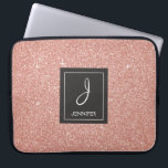 Funda Para Portátil Purpurina rosa de oro y monograma de espuma<br><div class="desc">Purpurina Rosa Rosa Gold Faux y Funda Sparkle Elegant Monograma. Este funda se puede personalizar para incluir su nombre inicial y su nombre de pila.</div>