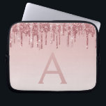 Funda Para Portátil Purpurina rosa de oro y monograma de espuma<br><div class="desc">Rubor Pink - Rosa Purpurina de goteo de Faux de oro y elegante Funda de ordenador portátil monograma elegante. Este funda monogramado se puede personalizar para incluir su nombre inicial y su nombre de pila.</div>