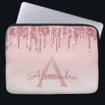 Funda Para Portátil Purpurina rosa de oro y monograma de espuma<br><div class="desc">Rubor Pink - Rosa Purpurina de goteo de Faux de oro y elegante Funda de ordenador portátil monograma elegante. Este funda monogramado se puede personalizar para incluir su nombre inicial y su nombre de pila.</div>