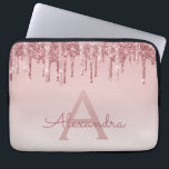Funda Para Portátil Purpurina rosa de oro y monograma de espuma<br><div class="desc">Rubor Pink - Rosa Purpurina de goteo de Faux de oro y elegante Funda de ordenador portátil monograma elegante. Este funda monogramado se puede personalizar para incluir su nombre inicial y su nombre de pila.</div>