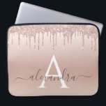 Funda Para Portátil Purpurina rosa de oro y monograma de espuma<br><div class="desc">Purpurina Rosa Rosa Gold Faux y Funda Sparkle Elegant Monograma. Este funda se puede personalizar para incluir su nombre inicial y su nombre de pila.</div>