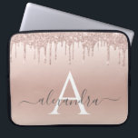 Funda Para Portátil Purpurina rosa de oro y monograma de espuma<br><div class="desc">Purpurina Rosa Rosa Gold Faux y Funda Sparkle Elegant Monograma. Este funda se puede personalizar para incluir su nombre inicial y su nombre de pila.</div>