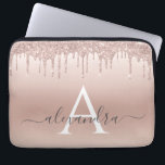 Funda Para Portátil Purpurina rosa de oro y monograma de espuma<br><div class="desc">Purpurina Rosa Rosa Gold Faux y Funda Sparkle Elegant Monograma. Este funda se puede personalizar para incluir su nombre inicial y su nombre de pila.</div>