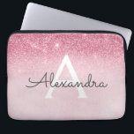 Funda Para Portátil Purpurina rosa de oro y monograma de espuma<br><div class="desc">Purpurina Rosa Rosa Gold Faux y Funda Sparkle Moderno y Elegante Monograma. Este funda se puede personalizar para incluir su nombre inicial y su nombre de pila.</div>