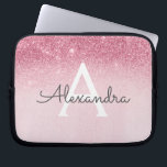 Funda Para Portátil Purpurina rosa de oro y monograma de espuma<br><div class="desc">Rubor Pink - Rosa Ombre Ombre Faux Purpurina y Sparkle Modern y Elegante Funda Monograma. Este funda se puede personalizar para incluir su nombre inicial y su nombre de pila.</div>