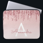 Funda Para Portátil Purpurina rosa de oro y monograma de espuma<br><div class="desc">Rubor Pink - Rosa Purpurina de goteo de Faux de oro y elegante Funda de ordenador portátil monograma elegante. Este funda monogramado se puede personalizar para incluir su nombre inicial y su nombre de pila.</div>