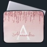 Funda Para Portátil Purpurina rosa de oro y monograma de espuma<br><div class="desc">Rubor Pink - Rosa Purpurina de goteo de Faux de oro y elegante Funda de ordenador portátil monograma elegante. Este funda monogramado se puede personalizar para incluir su nombre inicial y su nombre de pila.</div>
