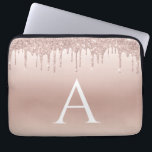 Funda Para Portátil Purpurina rosa de oro y monograma de espuma<br><div class="desc">Purpurina Rosa Rosa Gold Faux y Funda Sparkle Elegant Monograma. Este funda se puede personalizar para incluir su nombre inicial y su nombre de pila.</div>