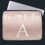 Funda Para Portátil Purpurina rosa de oro y monograma de espuma<br><div class="desc">Purpurina Rosa Rosa Gold Faux y Funda Sparkle Elegant Monograma. Este funda se puede personalizar para incluir su nombre inicial y su nombre de pila.</div>