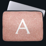 Funda Para Portátil Purpurina rosa de oro y monograma de espuma<br><div class="desc">Purpurina Rosa Rosa Gold Faux y Funda Sparkle Elegant Monograma. Este funda se puede personalizar para incluir su nombre inicial y su nombre de pila.</div>